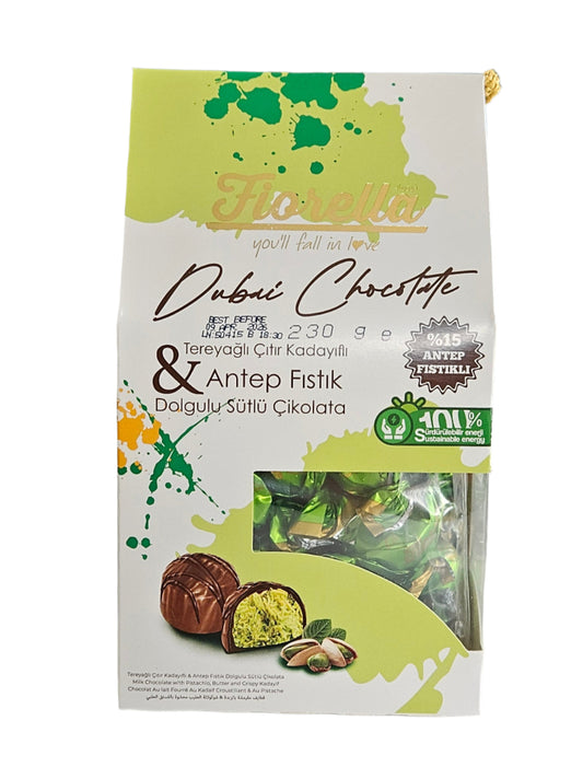 Fiorella Dubai Milk Chocolate Pistachio and Kataifi Yarn Box 230gr x 18 - 1100016119