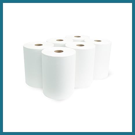 Paper Towel Roll, Hardwound, 100% Recycled Paper, White , 8"x 740 ft (Case of 6)