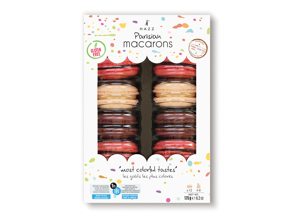 Hazz Macaron, Love 2 (Chocolate-Raspberry-Vanilla), 12pcs x 6pack x 4box - 520895