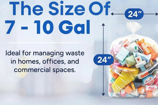 Clear Trash Can Liners - 7-10 Gallon - High Density Garbage Bags - 1000pcs/case