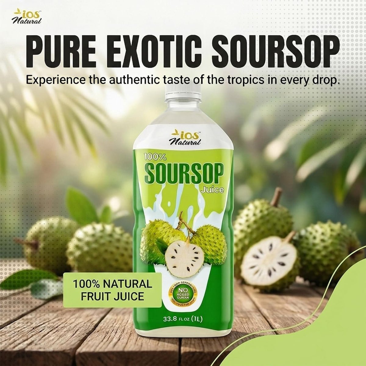 IOS Naturals 100% Soursop Juice 33.8 fl oz X 12