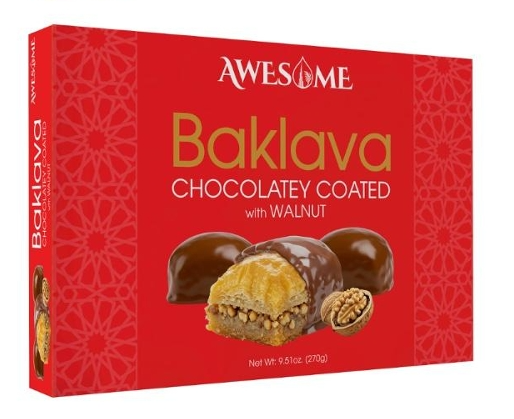 Awesome Chocolate Covered Baklava 9.51 Oz. (270g) Hazelnut x 6 Pcs. and Walnut x 6 Pcs. (Total 12 Pcs) - AWS-020