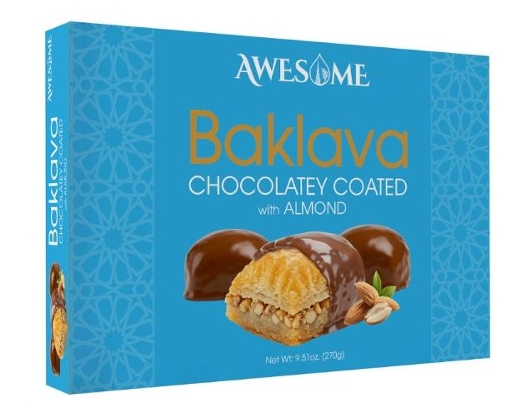Awesome Chocolate Covered Baklava 9.51 Oz. (270g) Almond x 6 Pcs. and Cashew x 6 Pcs.- (Total 12 Pcs.) AWS-021
