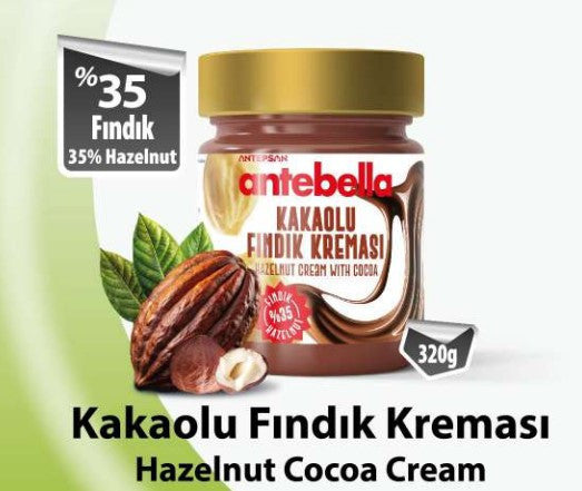 ANTEBELLA SPREADABLE COCOA HAZELNUT CREAM (%35 HAZELNUT) 320gr x 12pcs- APS227