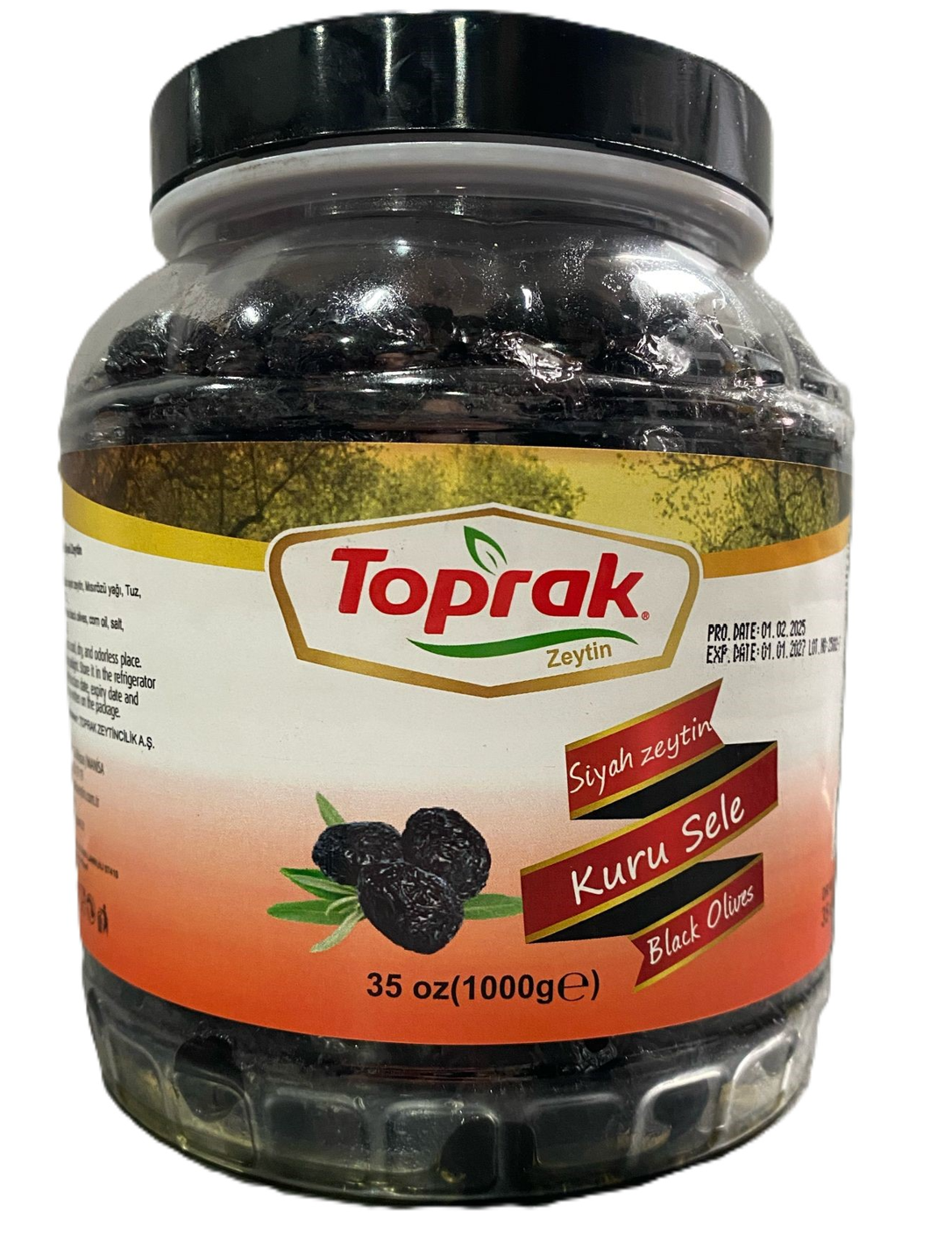 Toprak_Dry Black Olives_Glass Pet_35.3 OZ (1KG) x 9pcs - TPR08