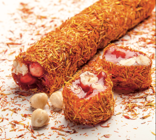 Saffron Coated Special Ribbon Delight With Hazelnut And Pomegranate, 5kg(11lbs)/5pcs - CRS133