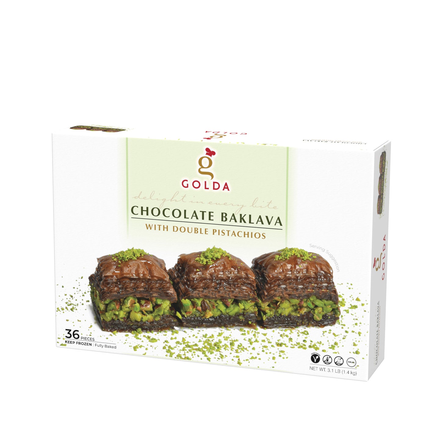 Golda Chocolate Baklava with Pistachios 3.1 lb, 6pack - DSG17