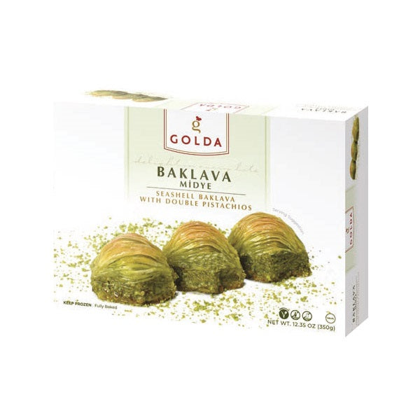 Golda Seashell Baklava w/ Double Pistachios 350gr/12oz, 12pack - DSG07