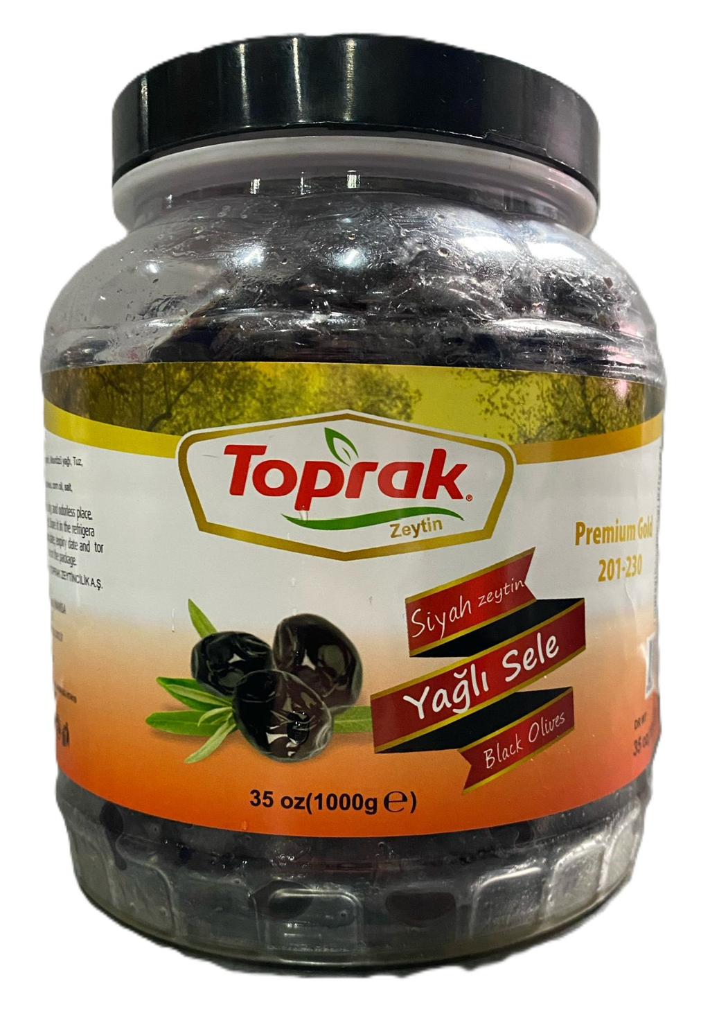 Toprak_Black Olives Brine Cured Oil Soaked_Glass Pet_201/230_35.3 OZ (1KG) x 9pcs - TPR01