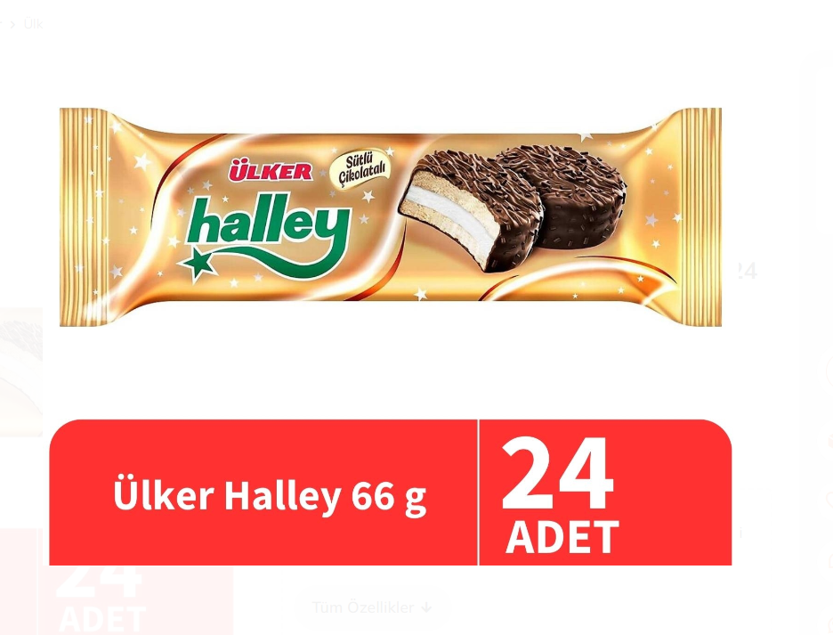 Ulker Mini Halley Chocolate Biscuits 2.33oz (66‚ÄØg) x 24 pcs