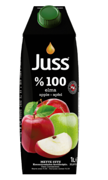 JUSS %100 APPLE JUICE 33.8 OZ (1000ML) X 12PCS (TETRA PACK) - JUS03
