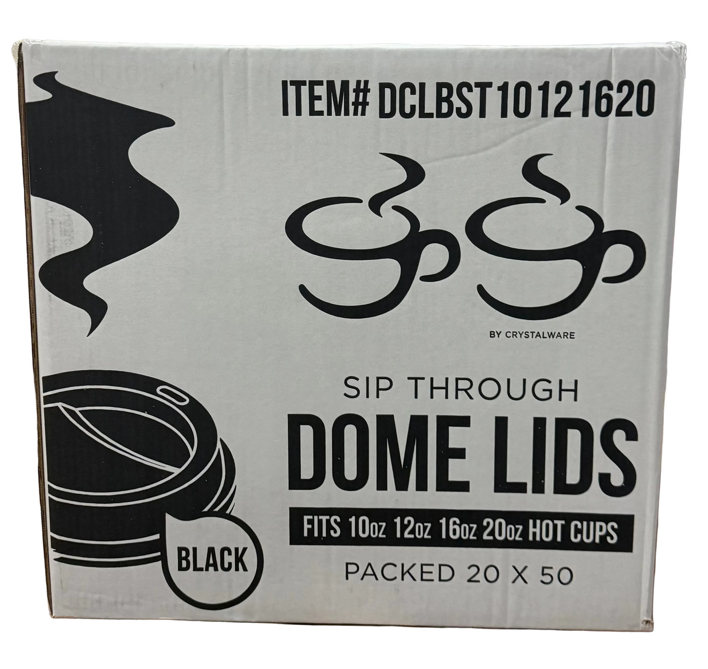 Dome Coffee Lid - Black - Sip through - 20x50 (1000) Fits 10oz-12oz-16oz-20oz