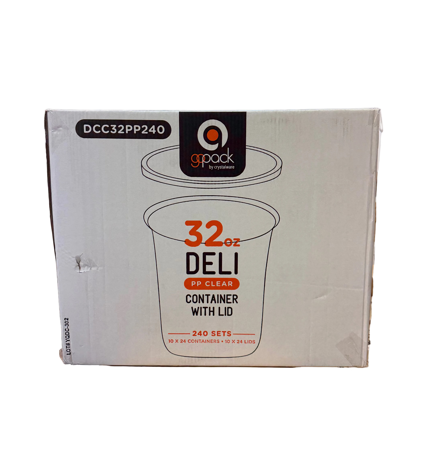 32oz Clear PP Deli Container with Lid - 240/cs