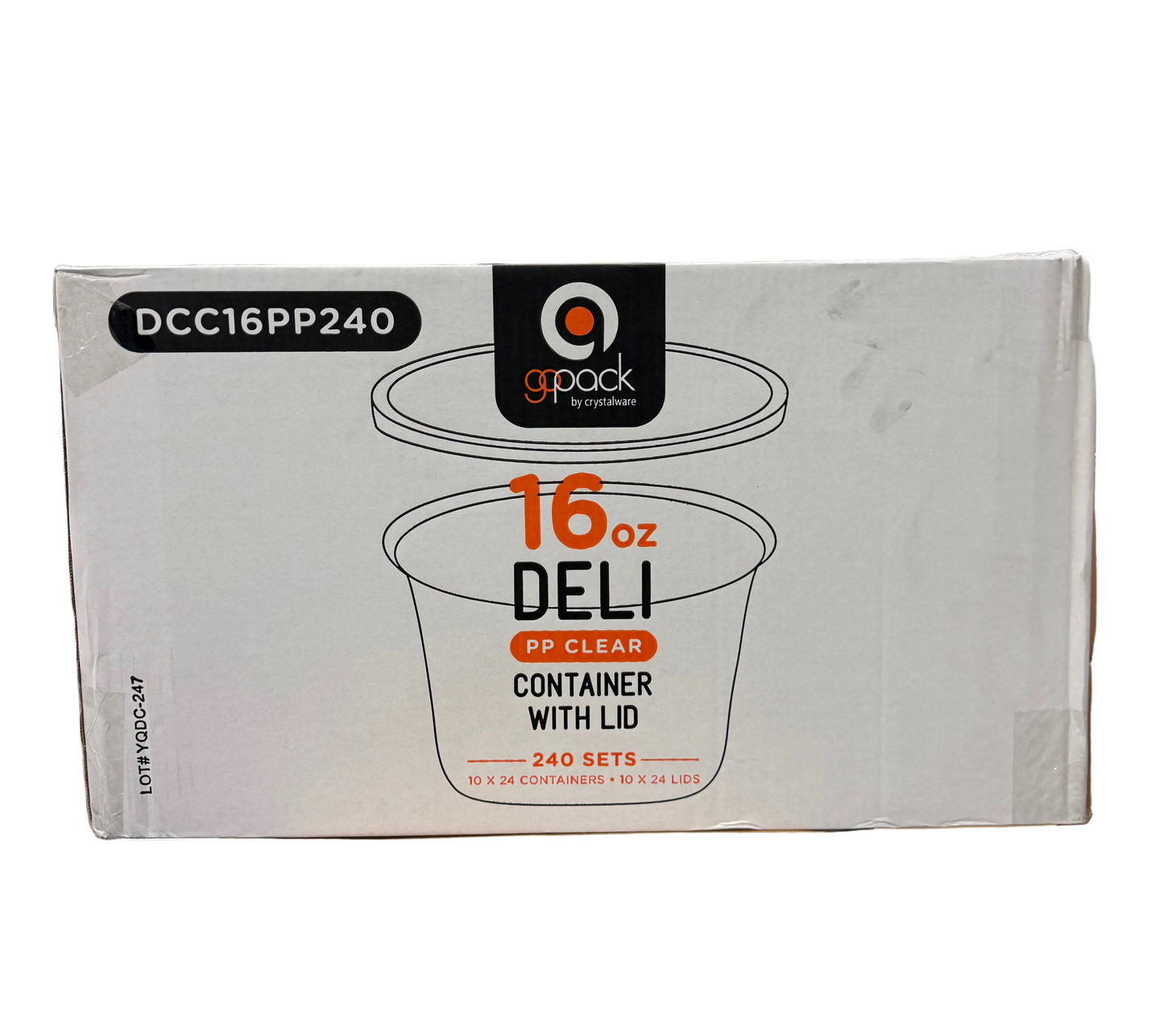 16oz Clear PP Deli Container with Lid - 240/cs