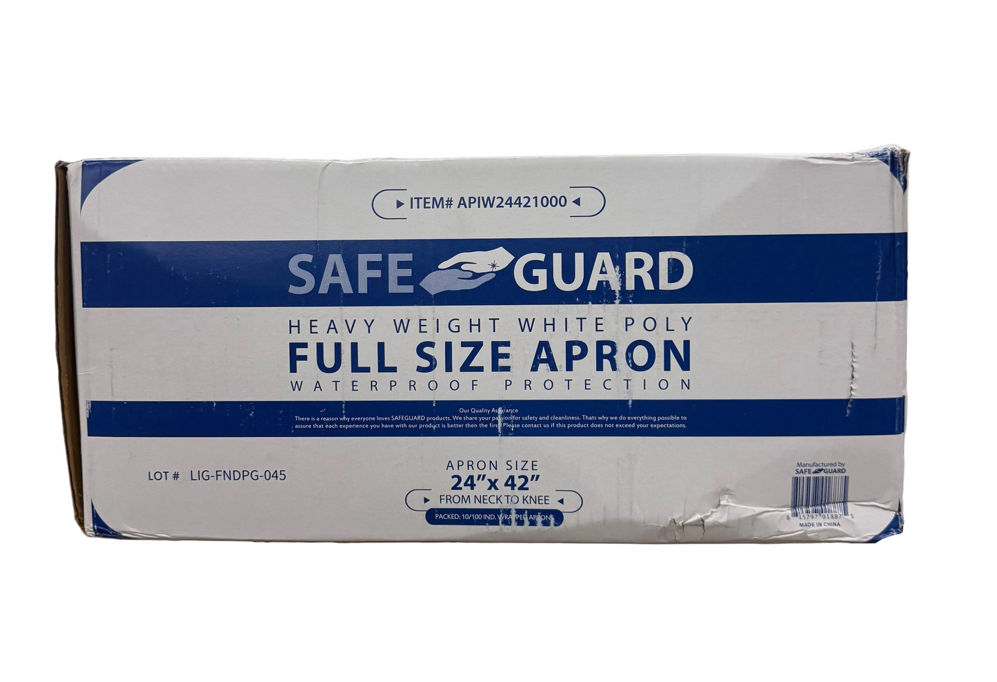 Disposable Poly-Apron White, Full Size 24"x42", From Neck to Knee X 1000