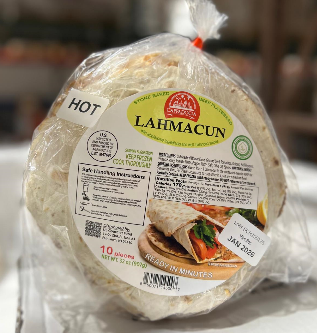 LAHMACUN CAPPADOCIA G.Beef Flatbread Spicy (HOT) 10pc (12pk/bx) - SC1008