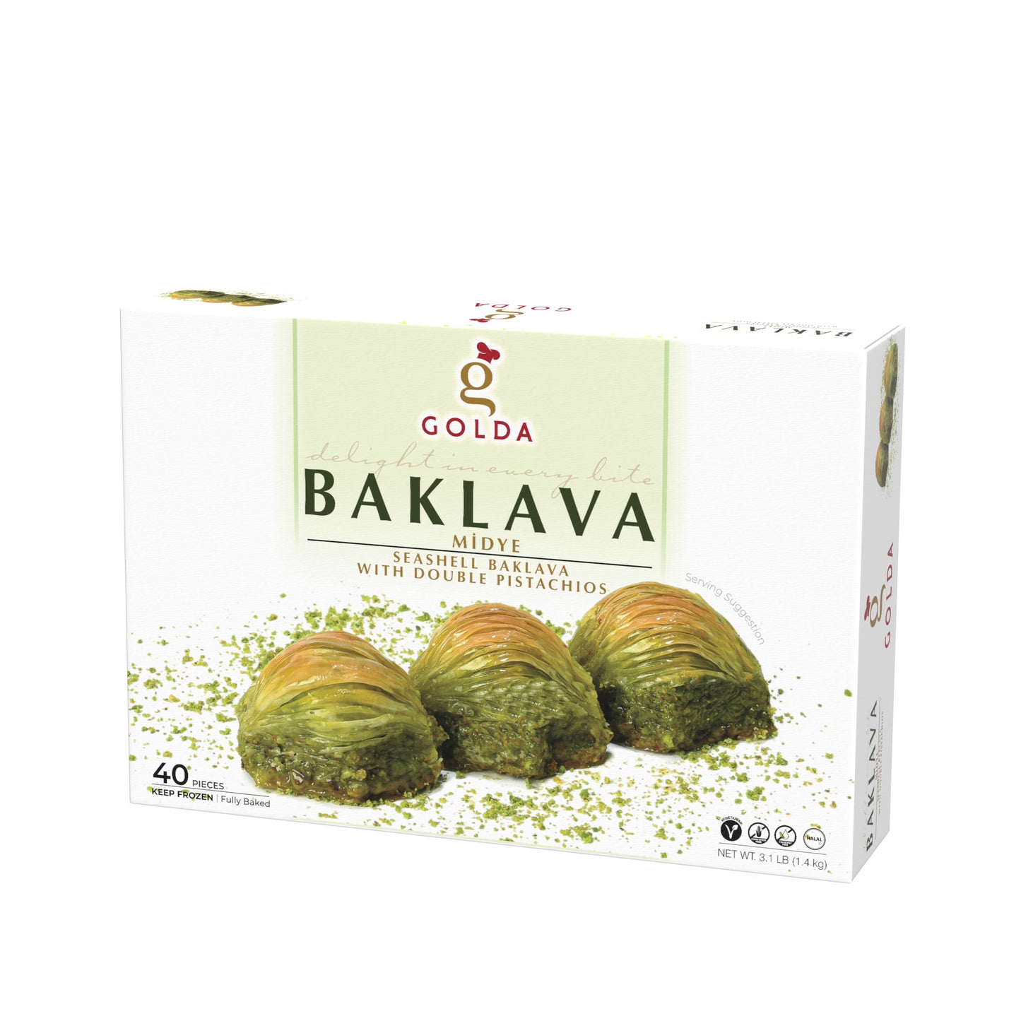 Golda Seashell Baklava w/ Double Pistachios 3.1 lb, 6pack - DSG06