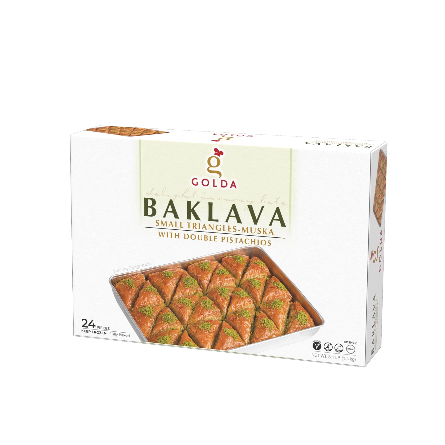 Golda Muska Baklava w/ Double Pistachios 3.1lb, 6pack - DSG033