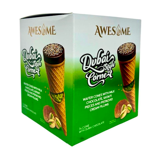Awesome Dubai Style Wafer Cornet 7 Cones 3.92 Oz. (112g) x 16 Pcs. - AWS-002