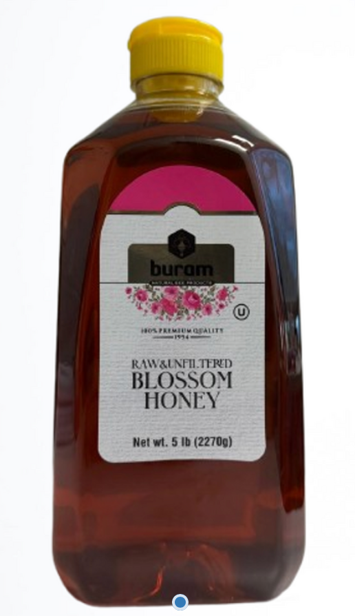 BURAM Blossom Honey 5 lb (2270g) Squeeze Bottle x 6 pcs - BRM01