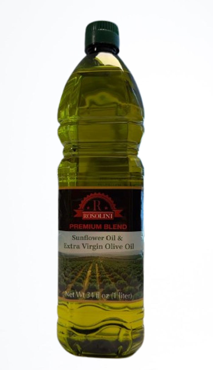 Rosolini Extra Virgin Olive Oil & Sunflower Oil Blend 34 fl oz (1 L) x 15 pcs (Kosher - U) - ROSB1000