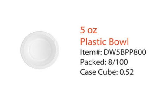 5oz Bowl, PP, Packed 100/Bag 8 bags/case