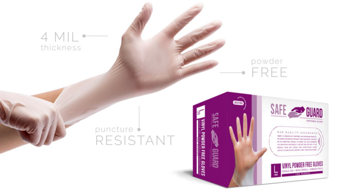 Vinyl Clear Powder Free Gloves - X-Large 10 Boxes| 1000 Gloves