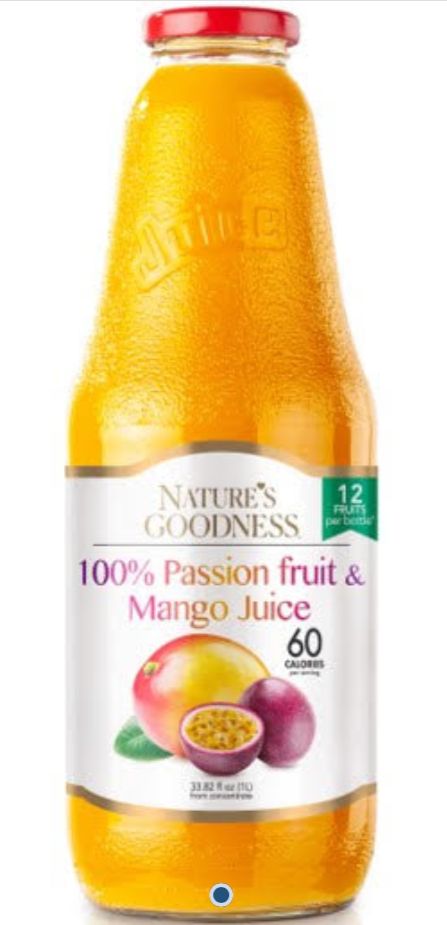 Nature`s Goodness Passion Fruit & Mango Juice | 33.82 fl oz (1L) x 8 | All-Natural
