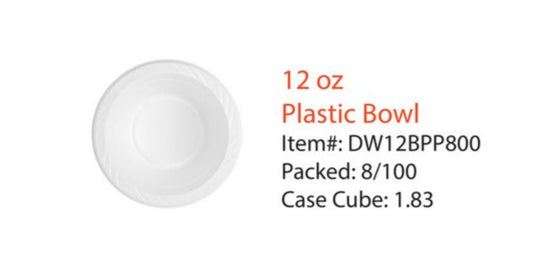 12oz Bowl, PP, Packed 100/Bag 8 bags/case