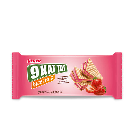 Ulker 9 Kat Tat Thin Strawberry Wafers 4.02 oz (114 g) x 16 pcs