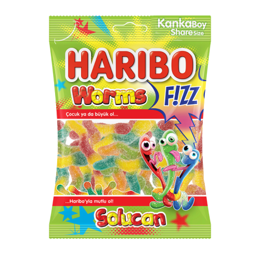 HARIBO Gummy Sour Worms 70g 1cs/24pcs