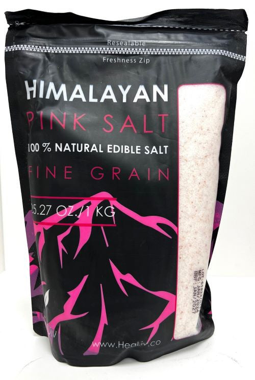 Himalayan Pink Salt Fine Grain Doypack / Ziplock 1KG X 12pcs - HIMS1000