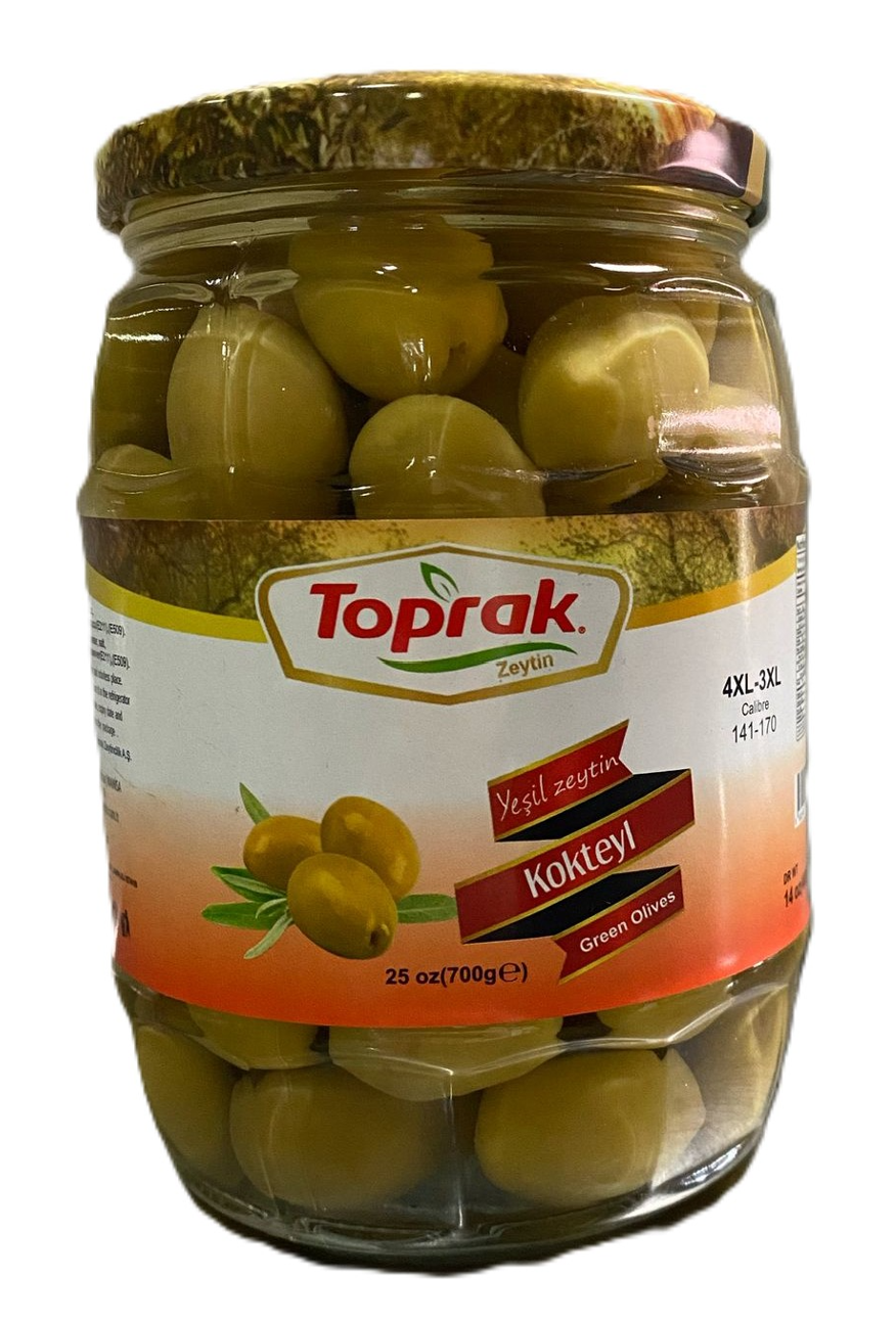 Toprak_Green Olives Lye Cured (KABA OLIVES)_Glass Jar_141/170_14.11 OZ (400gr) x 8pcs - TPR03