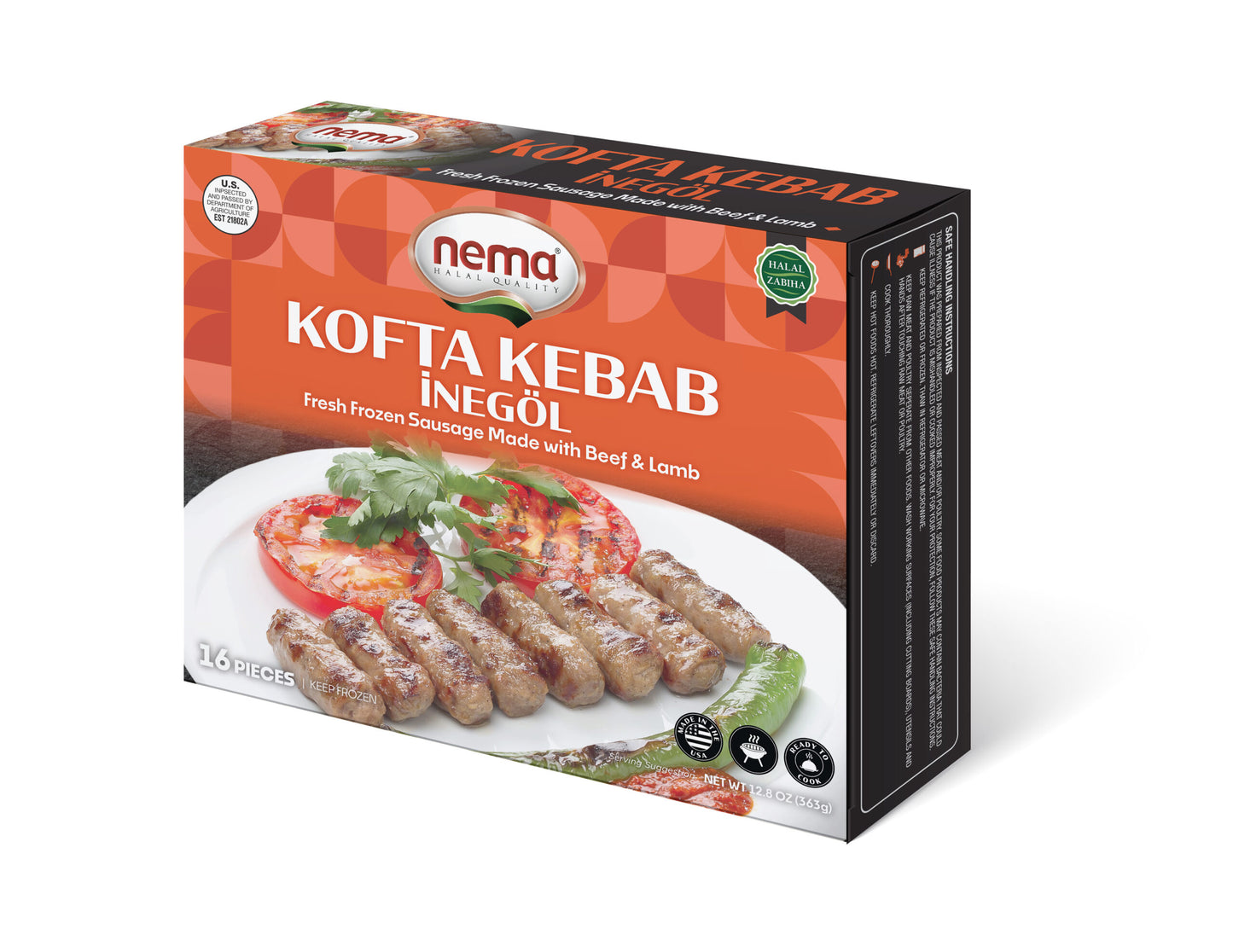 Nema Kofta Kebab (Inegol Kofte), 12.8 oz. (0.8 lb), 16pack - KBN07