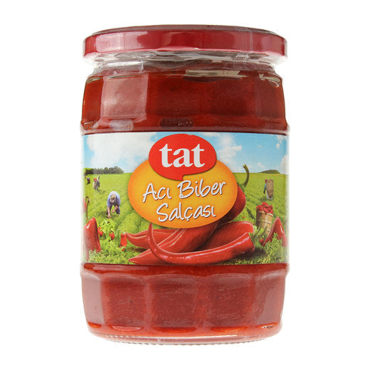TAT EXTRA QUALITY HOT RED PEPPER PASTE GLASS (ACI BIBER SALCASI) 580CC X 12