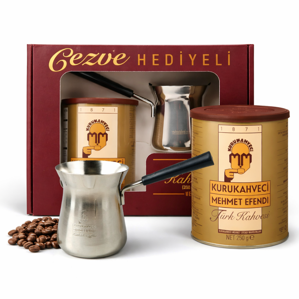 Mehmet Efendi Turk Coffee 8.8oz (250g) with free Coffee Pot (Cezve) X 10