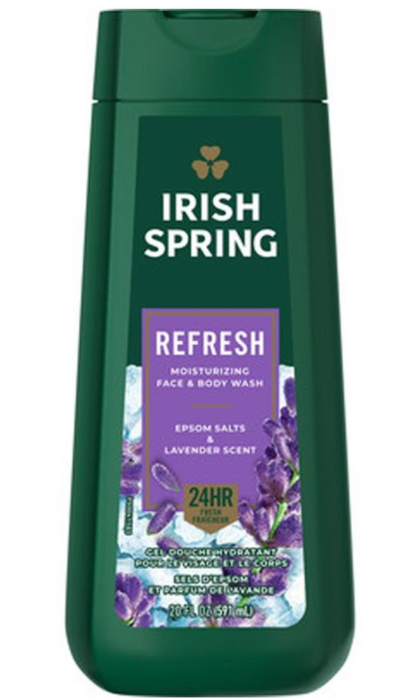 IRISH SPRING BODY WASH || 20 OZ x 4|| REFRESH EPSOM SALTS & LAVENDER - IRBW14