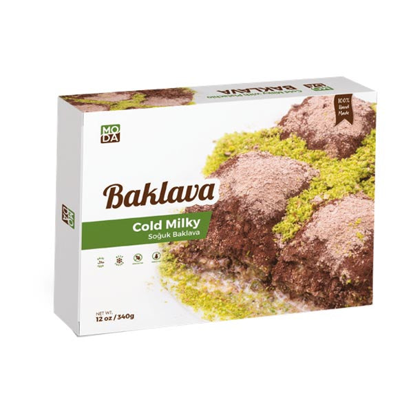 Moda Baklava, Cold Milky with Pistachio (Soguk Baklava), Gift Pack, 9pcs, 12oz (340g)  x 16pack - 100408