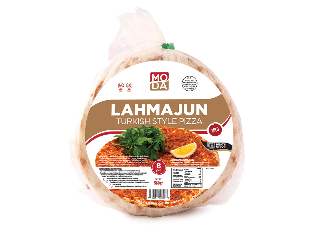 Moda Beef Lahmajun, Mild, Paper Pack, 8inc, 1lb (454g), 6pcs x 12pack - 100903