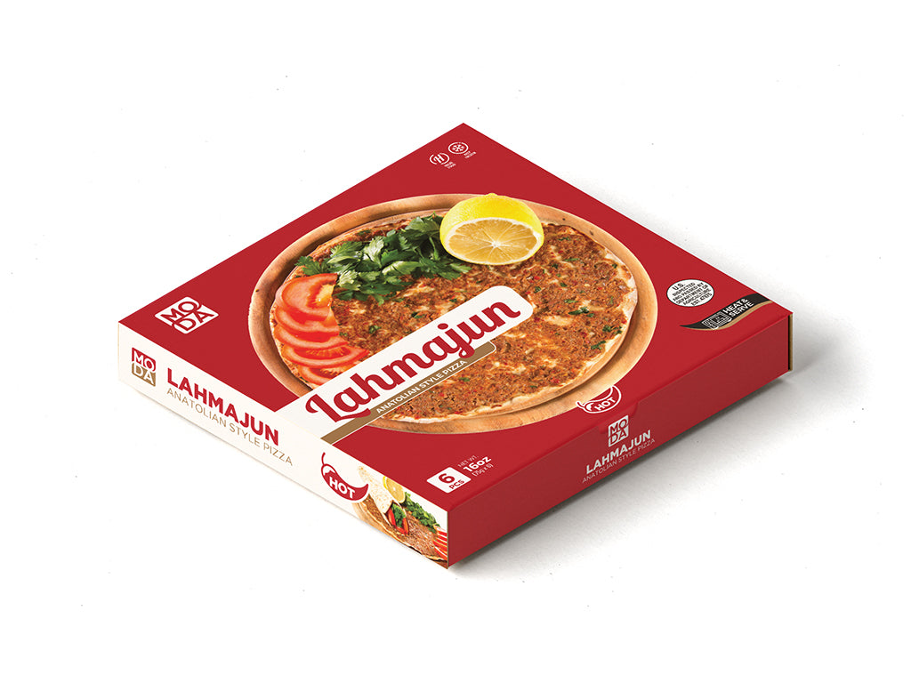 Moda Beef Lahmajun, Hot, Paper Pack, 8inc, 1lb (454g), 6pcs x 12pack - 100904