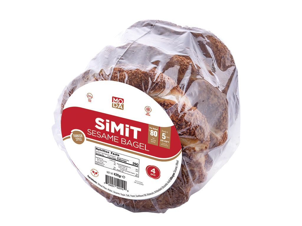 Moda Turkish Sesame Bagel, Simit, Par-Baked, 110g x 4pcs, x 16pack - 101201