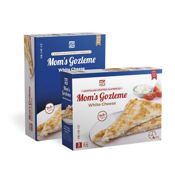 Moda Gozleme, Stuffed Flatbread, White Cheese, 3pcs, 12oz (340g) x 16pack - 102001