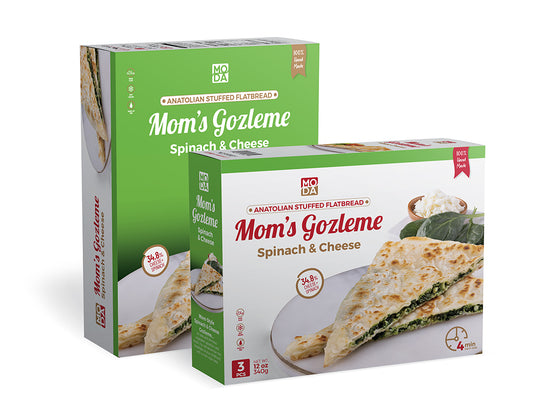 Moda Gozleme, Stuffed Flatbread, Spinach & Cheese, 3pcs, 12oz (340g) x 16pack - 102003