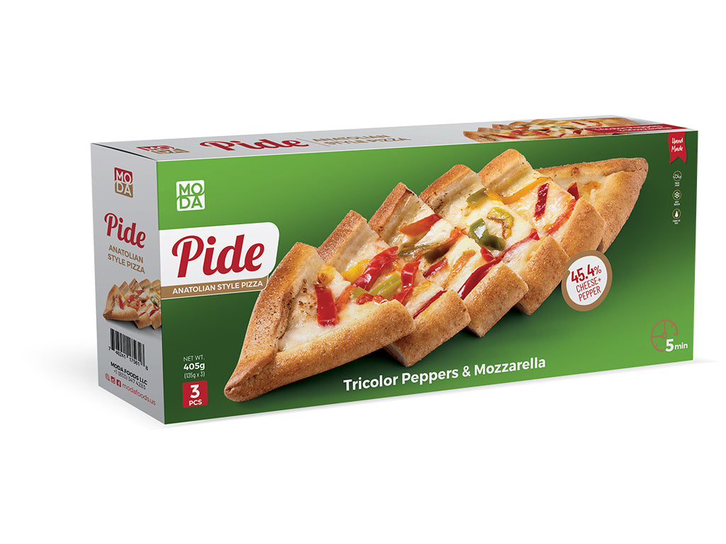 Moda Pide, Mozarella with Tricolor Pepper, 3pcs, 14.3oz (405g) x 12pack - 102103