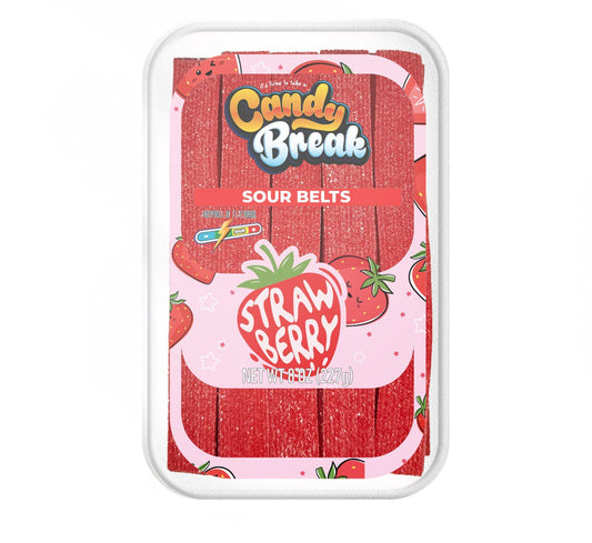 Candy Break Tub Vegan Liquorice Sour Strawberry Belts 227Gr (6X4) - 1100011828