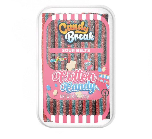 Candy Break Tub Vegan Liquorice Sour Cotton Candy Belts 227Gr (6X4) - 1100011829