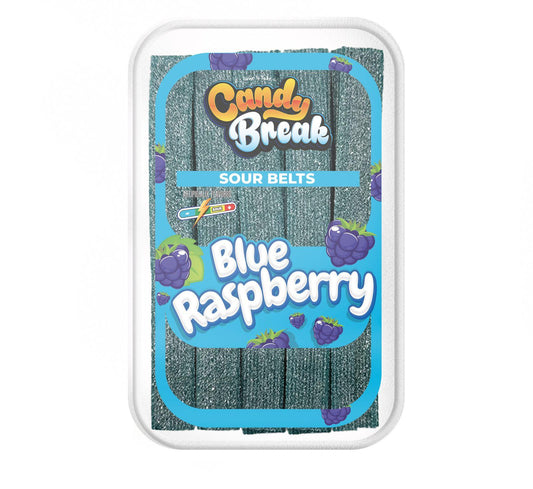 Candy Break Tub Vegan Liquorice Sour Blue Raspberry Belts 227Gr (6X4) - 1100011832