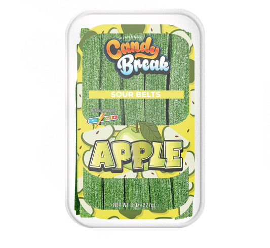 Candy Break Tub Vegan Liquorice Sour Apple Belts 227Gr (6X4) - 1100011836