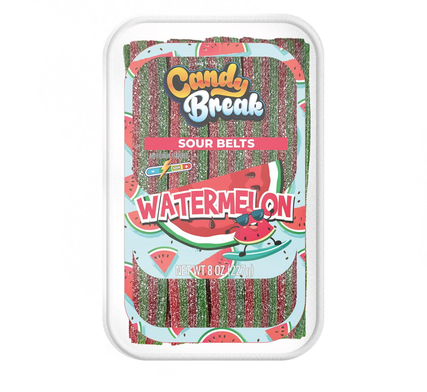 Candy Break Tub Vegan Liquorice Sour Watermelon Belts 227Gr (6X4) - 1100011837