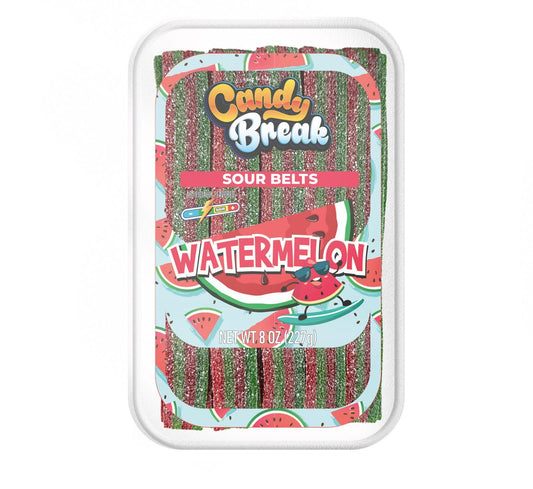 Candy Break Tub Vegan Liquorice Sour Watermelon Belts 227Gr (6X4) - 1100011837